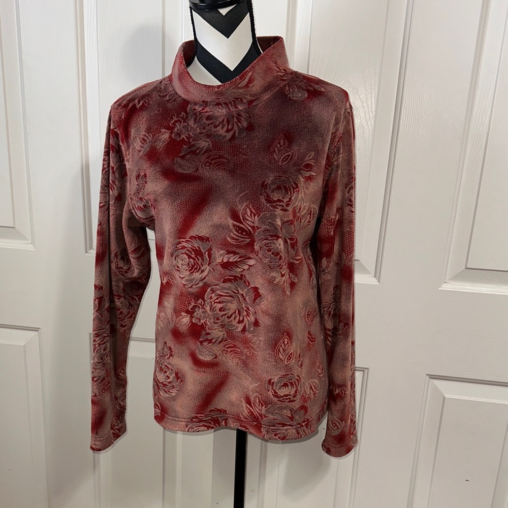 Overland Floral Red Velvet Women's Top